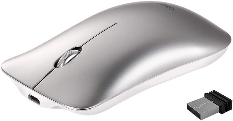 Wireless Mouse Rechargeable, Inphic Slim Silent Click 2.4G Cordless Mouse 1600DPI Travel Portable PC Computer Laptop Wireless Mice with USB Receiver for Windows Mac MacBook, Silver