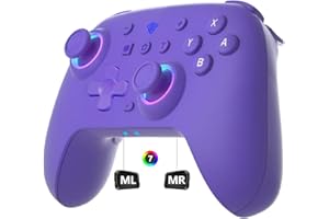SZYUYU Switch Controller for Switch 2,Switch Pro Controller for Switch/OLED/Lite/PC with 7 Colors LED Light/3-level TURBO Adjustable,4-Speed Dual Vibration,Support Wake Up and Gyro Axis Motion