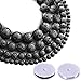 Paxcoo 500pcs Lava Beads Black Lava Rock Beads Kit with Elastic String for Essential Oils Adult Jewelry Making Supplies Bracelets