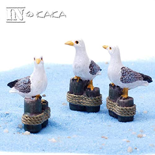 ZAMTAC Micro Fairy Garden Decoration Resin Animal Bird Sculpture Cute Seagull Model Figure Toys Miniatures/terrariums DIY Accessories - (Color: 2pcs)