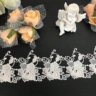 Amazon ローズ柄 ケミカルレース レース バラ 刺繍 ケミカル ベージュ パーツ 薔薇 リボン 花模様 花柄 W7cm 長さ 花モチーフ9個 約48cm レース 通販