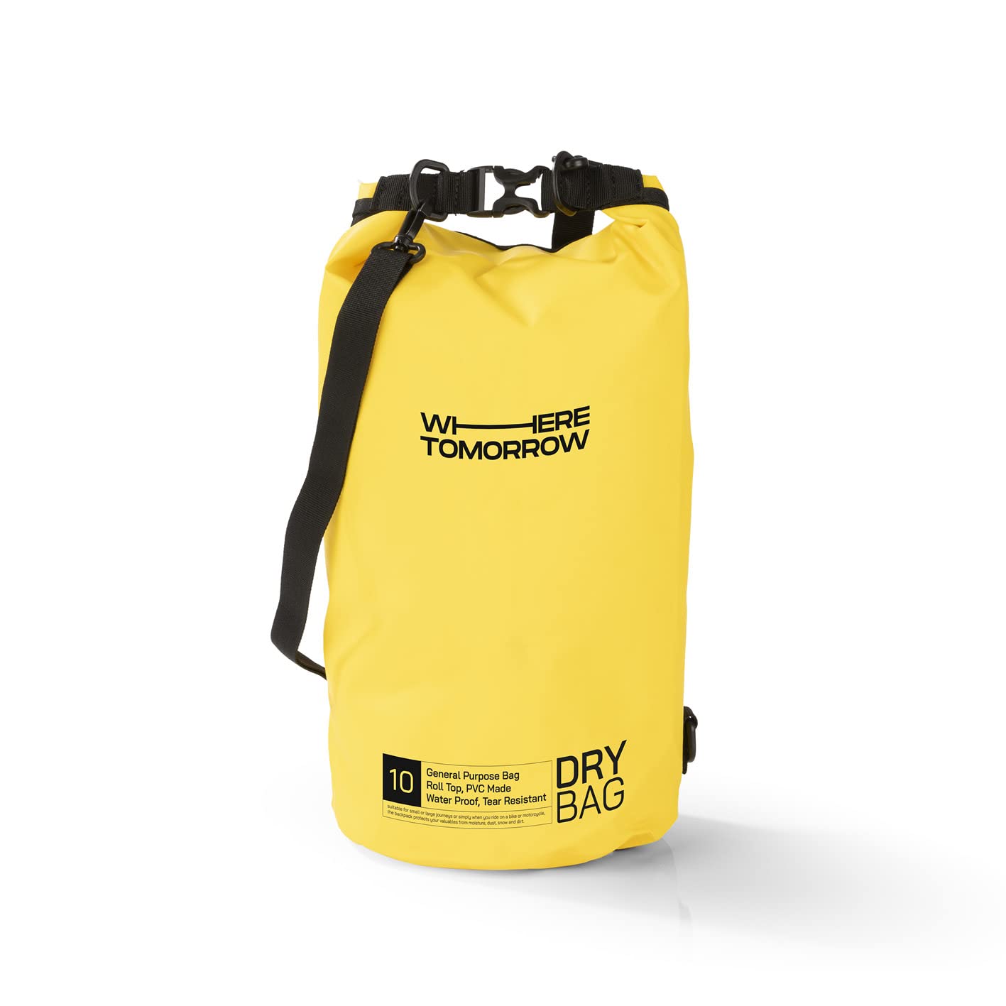 #DoYourOutdoor Dry Bag | Waterproof Backpack | Waterproof Bag & Pack Sack | 2L 5L 10L 20L 30L Dry Bag in 2 Styles and Many Colours | Ideal for Boat, Kayak, Fishing and Camping, Yellow, 10L, Hoizontal