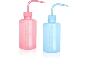 BEZANU Wash Bottle, 2Pcs 250ML Squeeze Bottle for Medical Lab, Tattoo Supplies, Irrigation Plants (Pink & Blue)