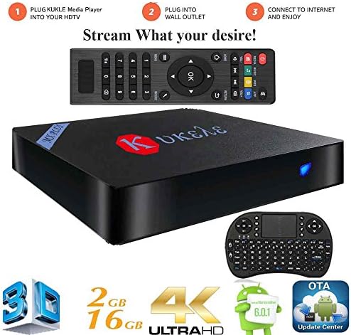 Kukele 2017 Internet Streaming Media Player MX-PLUS Quad Core Android 6.0 Marshmallow 2GB/8GB Latest Media Center TV Box MINI PC Wireless Keyboard