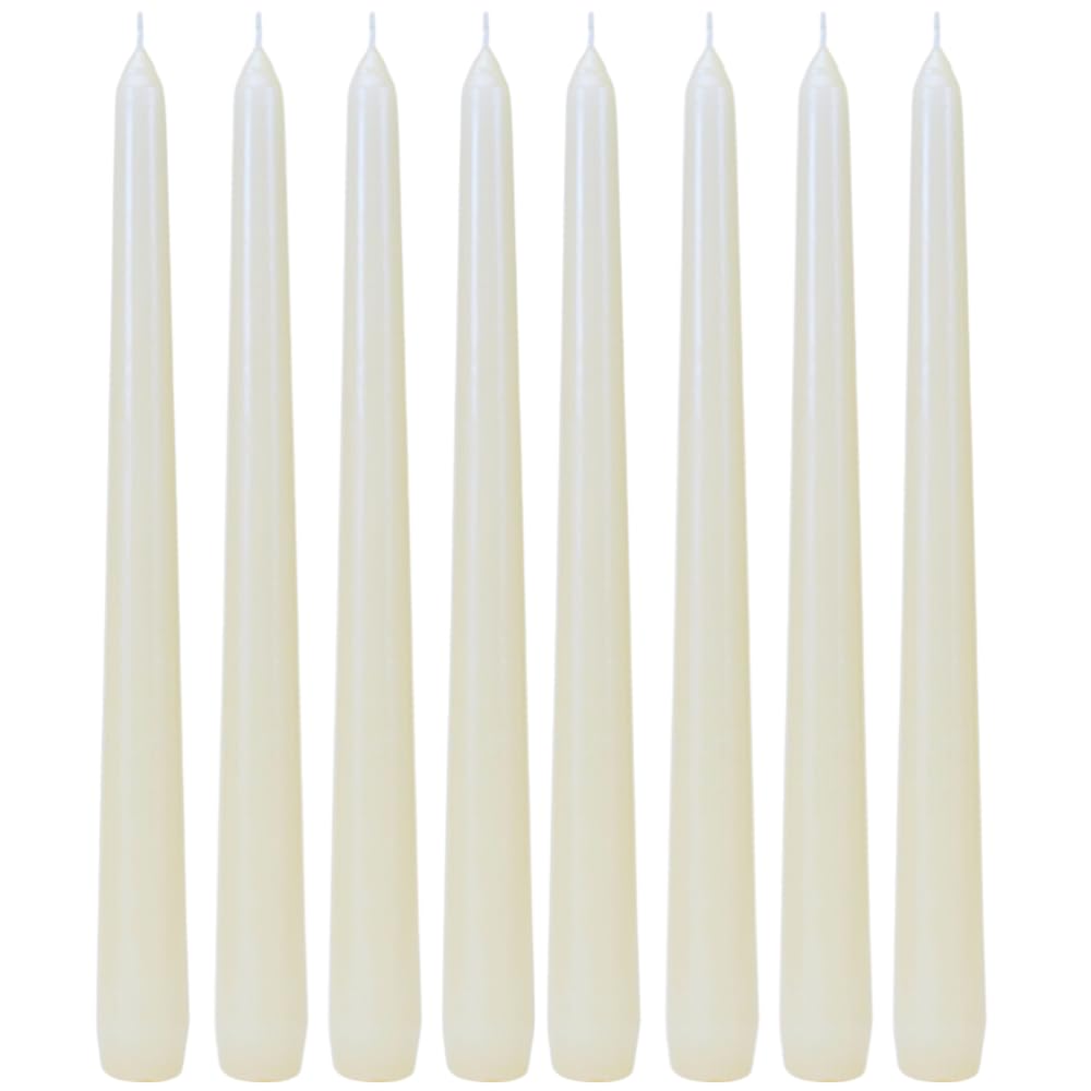 Dekohelden24 Tapered Candles Table Candles Set of 8 in White Size H/Diameter Approx. 25 x 2 cm