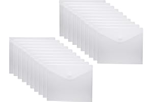 YESSART 8.5 x 11 Clear Letter Sized Plastic Envelopes Document File Storage Holder 20 Pack Hook Loop Closure
