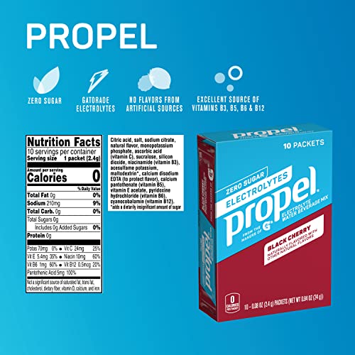 Propel Powder Packets, Black Cherry With Electrolytes, Vitamins and No