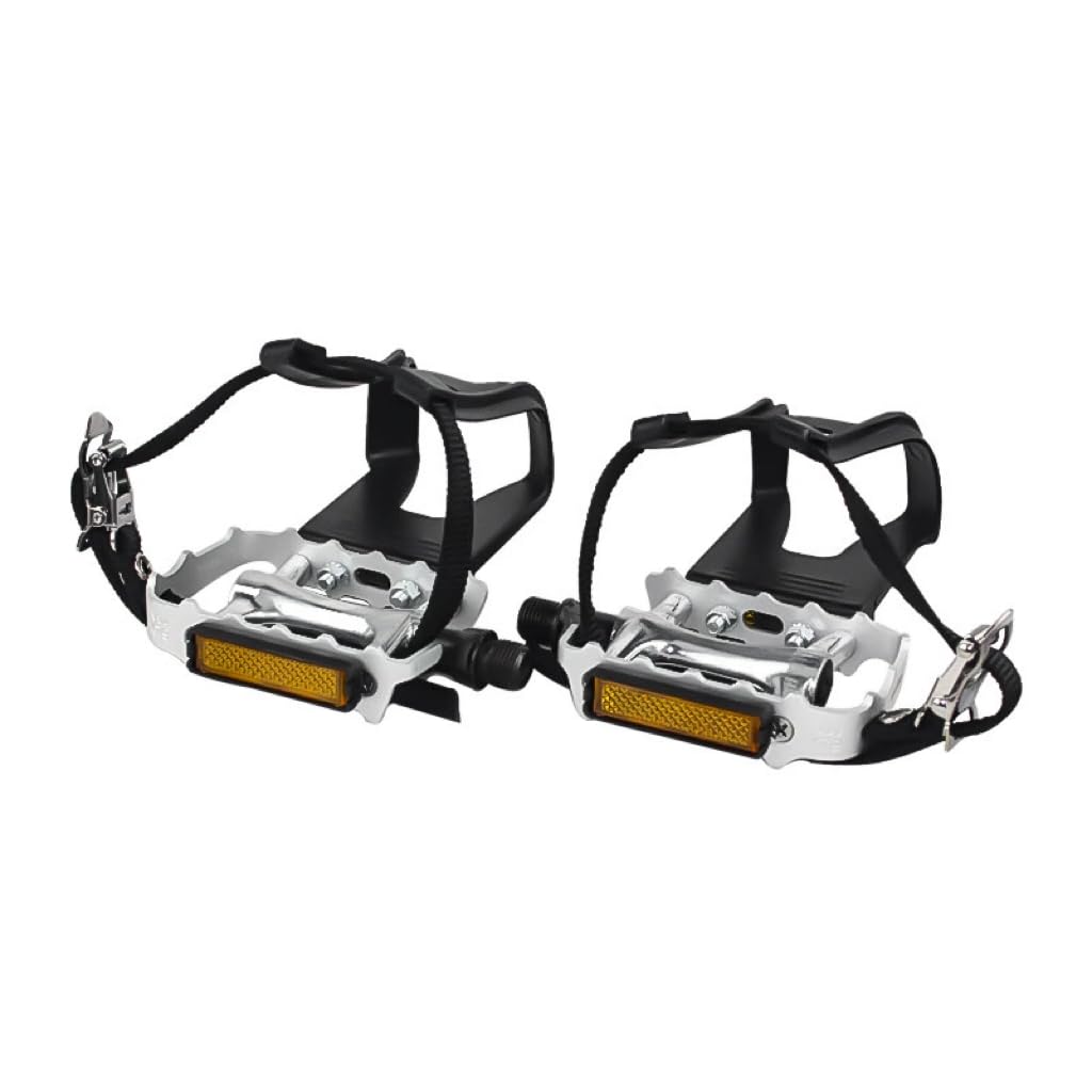 Wellgo Bike Pedals with Toe Cages and Straps Universal Fit Bicycle Pedals 9/16" Compatible, Non-Slip & Durable Lightweight, Fits Most Adult Bikes & MTB Bicycles
