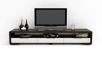 FLAIR FURNITURE TV Unit (Black & Walnut Glossy Finish Color Laminate) Indian Tv Unit