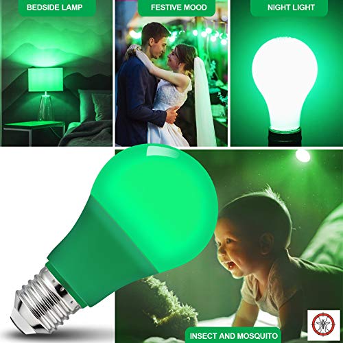 KQHBEN LED Green Light Bulb A19 5Watts with E26 Base 40w Equivalent