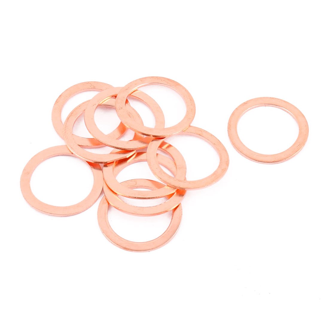 sourcing map 10pcs 24mm x 18mm x 1mm Flat Ring Copper Crush Washer Sealing Gasket Fastener โ image 1