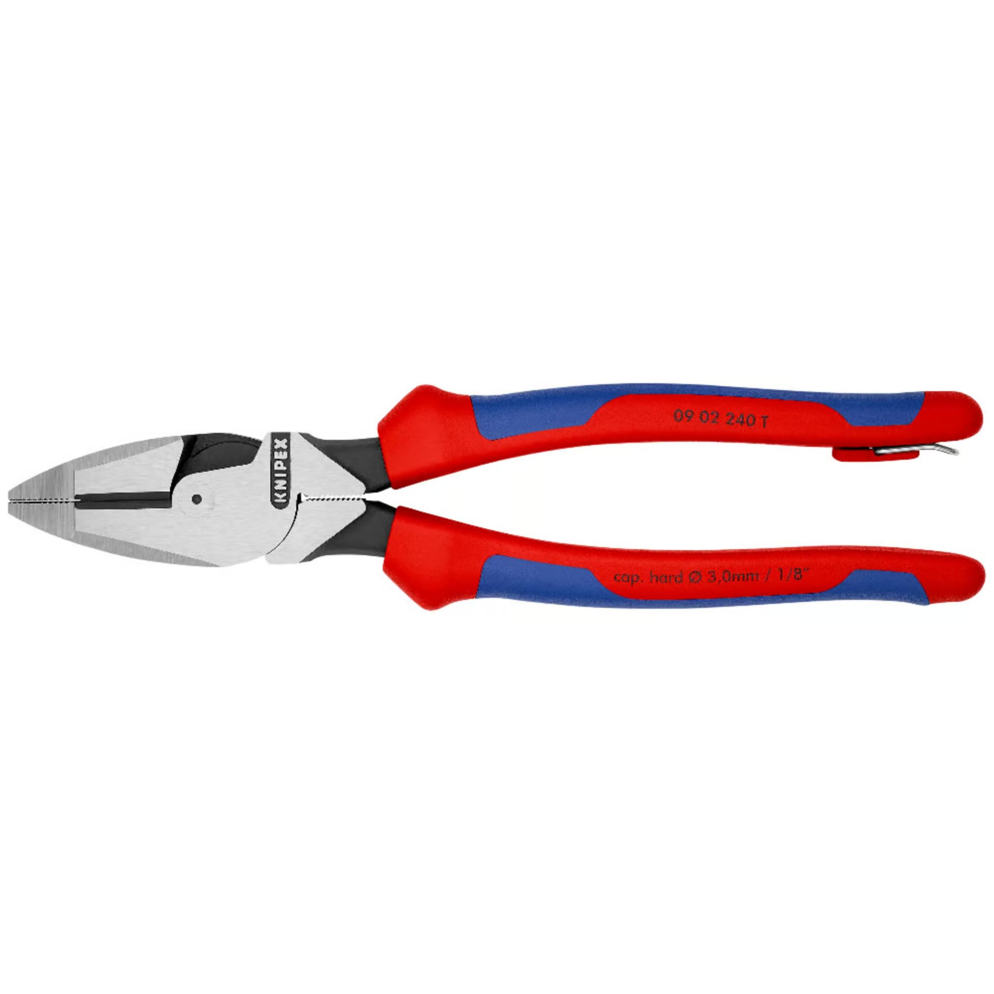 KNIPEX 09 02 240 T Lineman's Pliers American Style Black atramentized with Multi-Component Grips, with Integrated Tether Attachment Point for a Tool Tether 240 mm