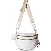 Checkered Crossbody Bag with Removable Wallets,Nylon Bum Bags,Spacious Sling Bag Purse Fanny Packs with Shoulder Strap