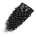 Curly Malaysian Virgin Hair Clip In Extensions Water Wave Real Human Clip In Hair Extensions for Black Women Natural Black 12inch 7pcs/Set 120g
