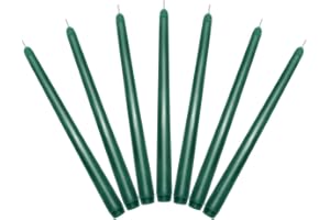 HAOSON 7 Packs 10 Inch Green Colored Taper Candles, Unscented Non-Toxic Smokeless Skinny Wax Candlesticks for Home St. Patrick's' Patty Day Dinner Table Decor - 8 Hours Burn Time