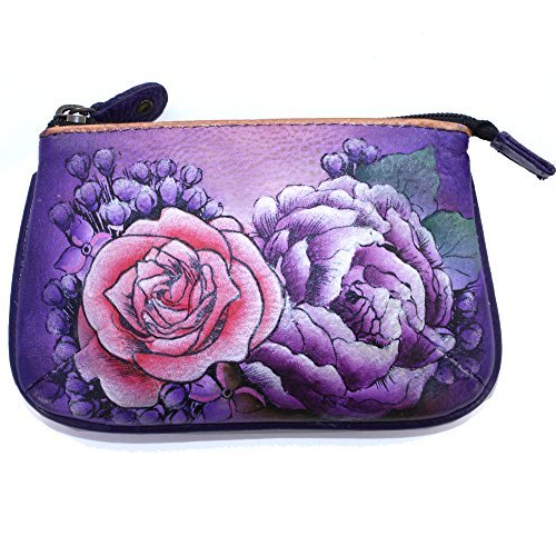 Anuschka Genuine Leather Hand Painted Medium Coin Purse (Lush Lilac)