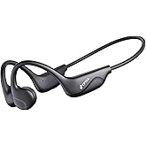 CPTEA Bone Conduction Headphones, Open Ear, Bluetooth V6.0, IPX5, Sweat Resistant,10Hrs Playtime, Comfortable Fit Sports Wireless Earbuds with Built-in Mic for Running, Gym, Cycling, Outdoor, Black