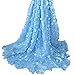 Aisunne African Lace Fabrics 5 Yards Nigerian French Lace Fabric with 3D Flower Fashion Embroidered Beading and Sequin for Wedding Party Dresses (Light Blue)