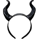 Devil Horns Headband for Women & Men- Black Halloween Hairband, Cosplay Costume Horn Hair Hoop, Gothic Devil Horn Hair Accessory for Halloween Parties, Rave, Cosplay (Black)
