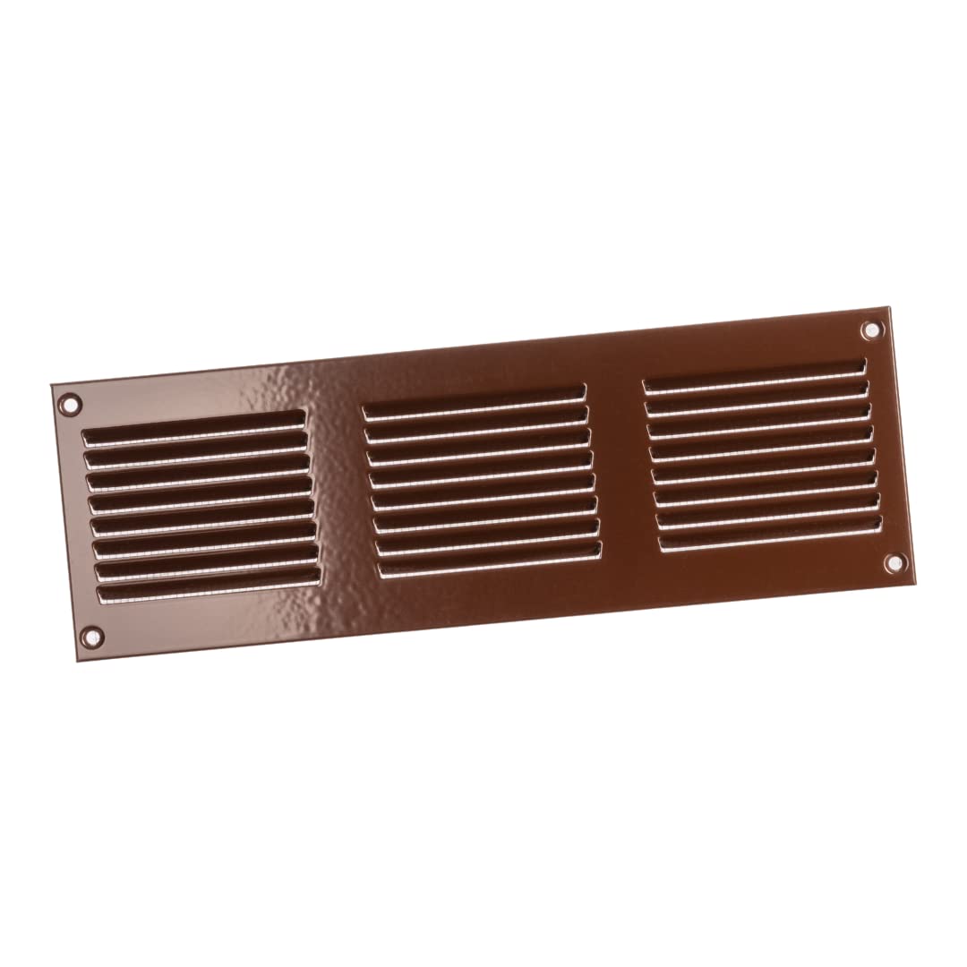 300x100mm / 12x4" inch Brown Metal Air Vent Grille Cover with Insect Mesh - Ventilation Cover