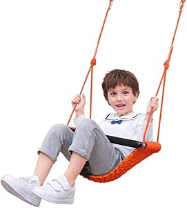 Toddler Swing, Hand-Knitting Adjustable Rope Kids Swing Seat, Bucket Chair Baby Swings Set for Tree, Indoor, Outdoor, Playground Garden