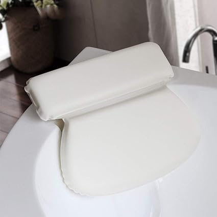 Bathtub Pillow, Bath Pillow Cushion with Non-Slip Suction Cups for Head and Neck Support for Bathtub, Hot Tub, Jacuzzi, PU Sponge Home Spa Headrest(White)