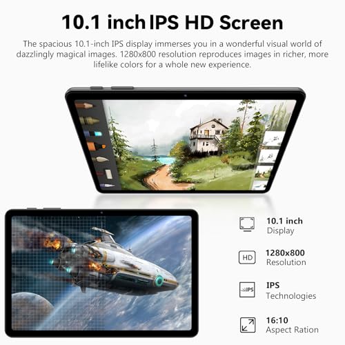 Android 16 Tablet, 10 Inch Tablet with Octa-Core, 24GB RAM 64GB ROM 2TB Expand, Gemini AI, 6000mAh, WiFi, GPS, Dual Camera, BT 5.0, 2 in 1 Tablets PC with Keyboard, Case, Mouse, Stylus (Blue)