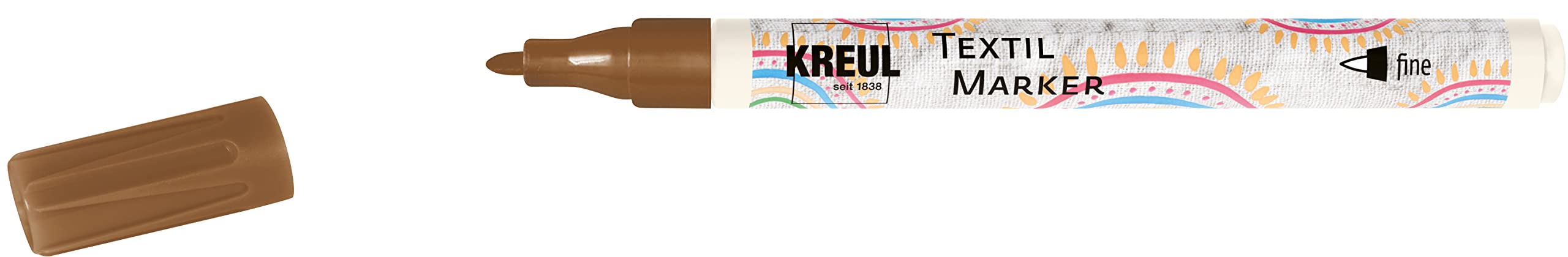 Kreul 90664 Javana Texi Mäx Sunny Fabric Paint Pen, Fine, 1 – 2 mm – Brown