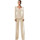 Womens Tuxedo Suit Set Business Casual 2 Piece Suits for Women Dressy Square Neck Womens Suit for Work