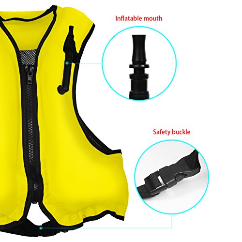 OMOUBOI Life Jacket Snorkel Vest Adult Inflatable Swim Snorkel Vest for Snorkeling, Suitable for 80-220lbs - Thumbnail 3
