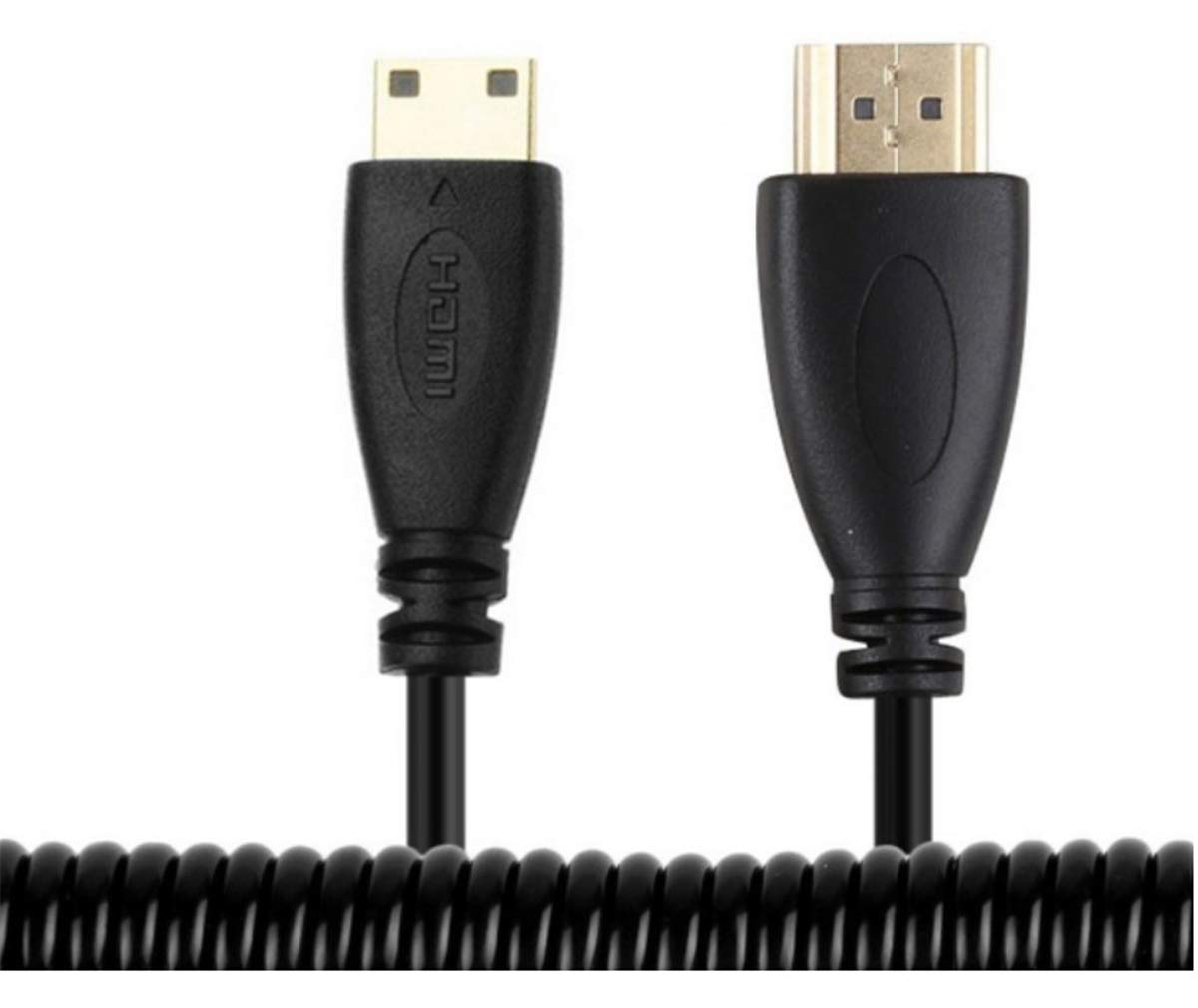 System-S Mini HDMI Male to HDMI Standard Male Cable Spiral Cable 50-80 cm