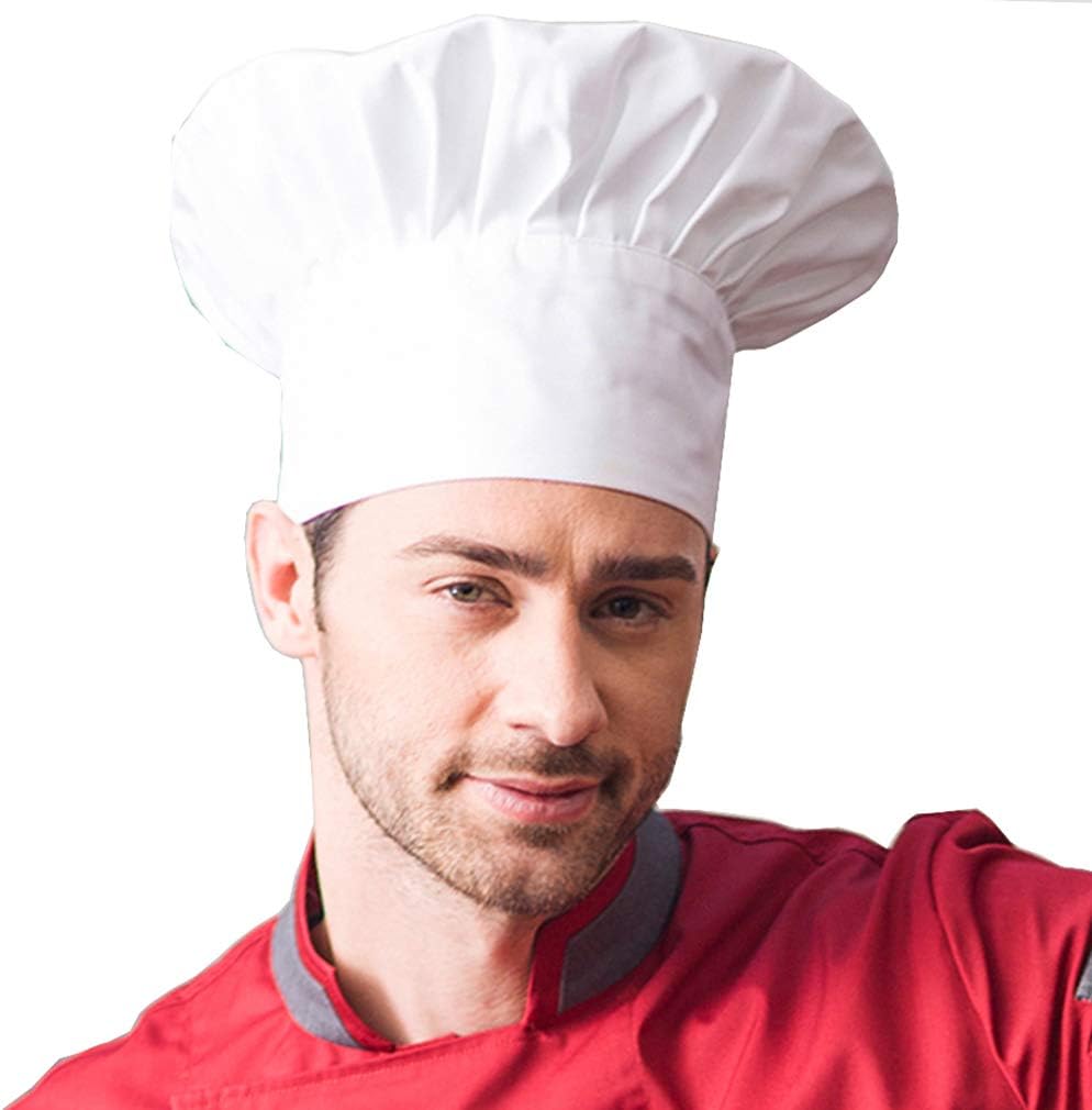 Hyzrz Chef Hat Adult Adjustable Elastic Baker Kitchen Cooking Chef Cap, White: Home & Kitchen