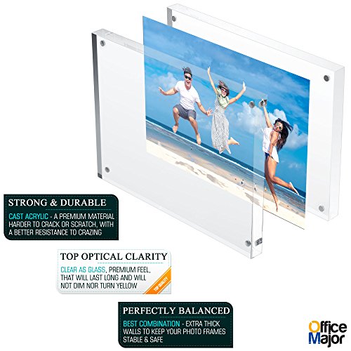 image for OfficeMajor Acrylic Picture Frames 5x7 - Double Sided Magnetic Picture
