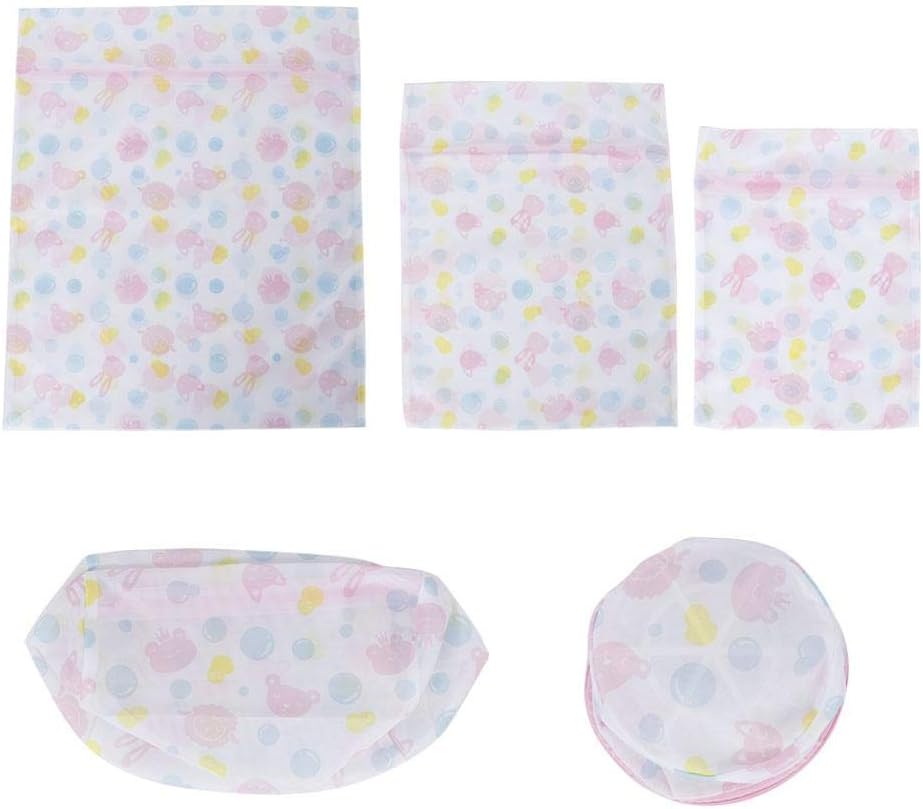 5Pcs/Set Laundry Bags Clothing Washing Bags Flower Printed Washing Mesh Bag Laundry Clothes Socks Bra Lingerie Underwear Bags for Laundry, Blouse, Bra, Hosiery, Stocking, Underwear, Lingerie