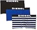 Diesel Men's 3-Pack Shawn Yarn Dye Cotton Stretch Trunk, Royal Stripe/Black/Royal, Medium