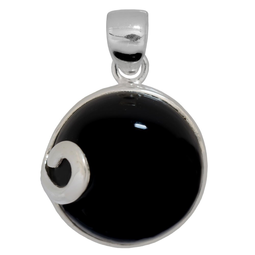 I-be 204411S Black Onyx Gemstone Pendant 925 Silver Length 2.8 cm in Gift Box