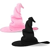 JenPen 2 Pcs Large Witch Hat for Women Oversize Velvet Ruched Wizard Wide Brim Hat Masquerade Party Cosplay