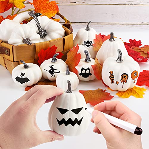 VGOODALL Artificial Pumpkins Decoration,11 Pcs Assorted Sizes White Fake Pumpkins Foam Pumpkins for Fall Autumn Decor Thanksgiving Halloween Decorations