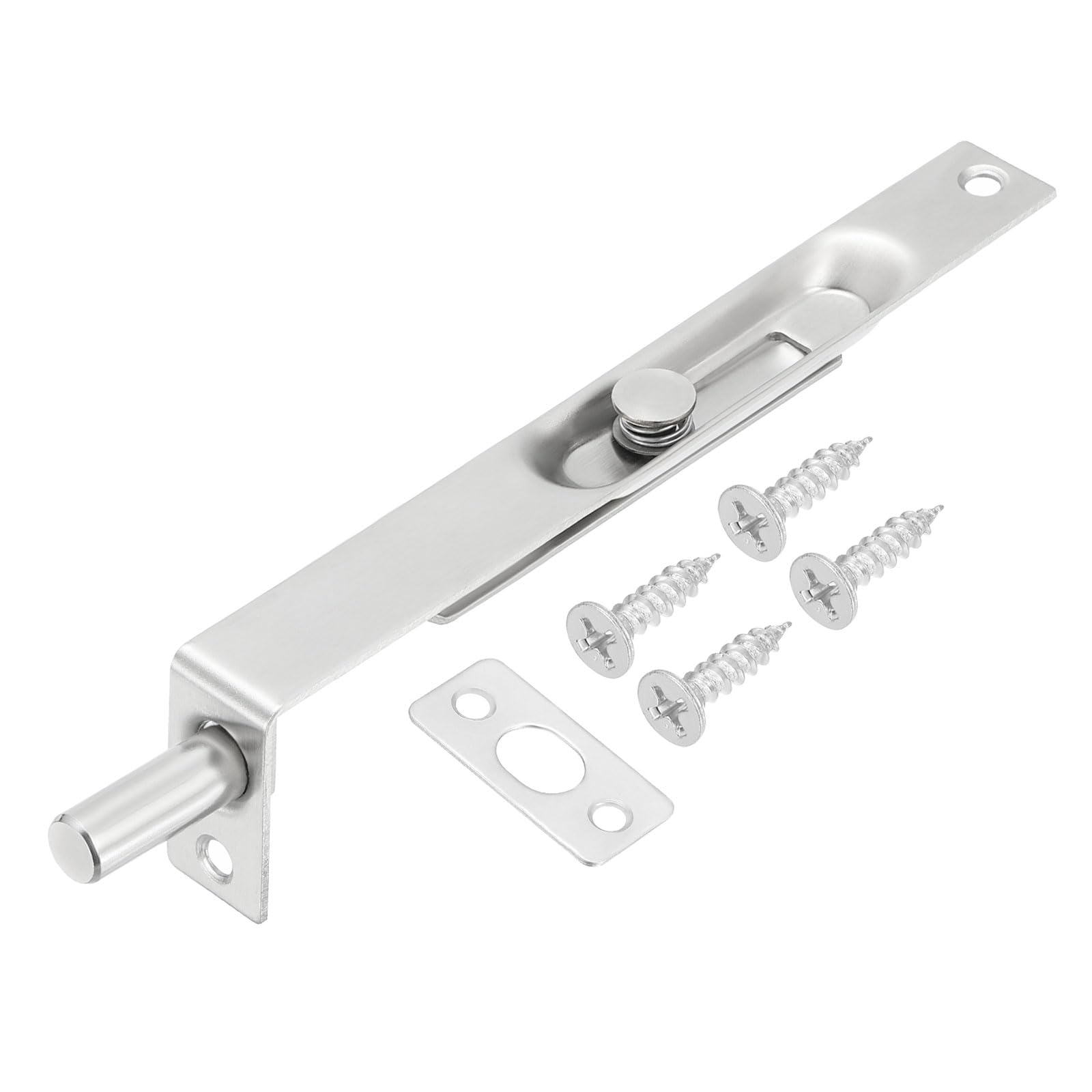 PATIKIL Flush Bolt 6" x 0.71", Stainless Steel French Door Lock Concealed Slide Double Door Latch for Wood Composite Double Door, Silver Tone