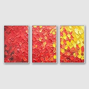 Framed Canvas Wall Art for Living Room, Bedroom Abstract Color Collage Pattern Canvas Prints for Home Decoration Ready to Hanging - 16"x24"x3 Panels