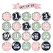 Baby Monthly Milestone Stickers | 20 Premium Floral Stickers for First Year | Includes 12 Month Stickers and 8 Milestone Stickers | New Mom Baby Shower Gift | New Baby Photo Prop Onesie Belly Stickers