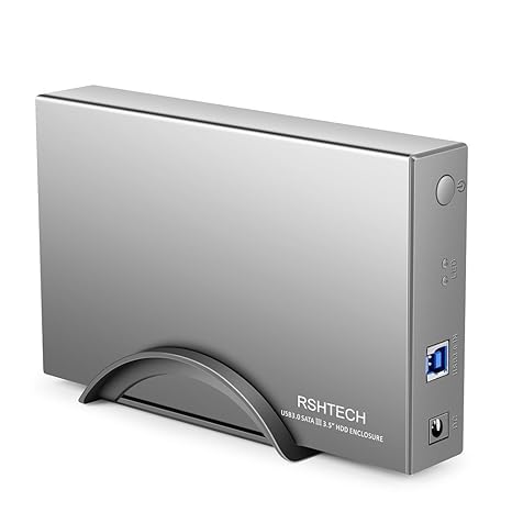 RSHTECH USB 3.0 Festplattengehäuse 3,5 Zoll Aluminium Externes Festplatte Gehäuse für 3,5' SATA HDD SSD Unterstützung UASP mi