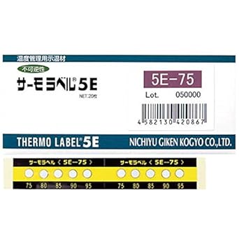 【クリックで詳細表示】日油技研工業 サーモラベル5点表示屋外対応型 不可逆性 210度 5E210