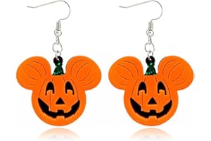 WCRAZYE Halloween Skull Dangle Earrings - Acrylic Pumpkin Spirit Earrings with Glitter Powder