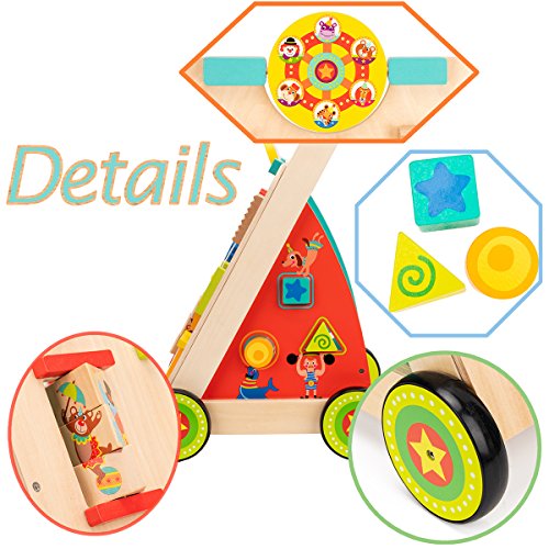 cossy Wooden Baby Walker Toddler Toys for 18 Month, Push and Pull Toy Learning Walking Toys