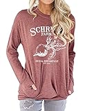 OUNAR Schrute Farms Shirt The Office Fan Women Tshirt Cute Graphic Tee TV Show Gift T-Shirt (M, Brick Red Pocket)