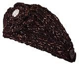 Sparkly Knit Winter Headband w/Jeweled Button (One Size)