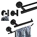 JQK Bathroom Hardware Towel Bar Set, 5-Piece Bath Accessories Set Matte Black Wall Mount Includes 24 in Towel Bar, 9 in HT Bar, TP Holder, Towel Hook x 2, BAS105-PB