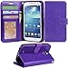 S4 Case, Arae Samsung Galaxy S4 Wallet case, [Wrist Strap] Flip Folio [Kickstand Feature] PU Leather Wallet case with ID&Credit Card Pockets for Samsung Galaxy S4 I9500 (Purple)