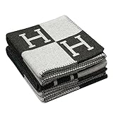 Yiwa H-Pattern Wool Cashmere Plaid Blanket Fashionable Comfortable Soft Warm Blanket Bed Sheet for Sofa Car Travel Shawl 130x180cm